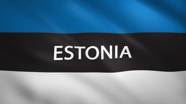 Bandera de Estonia con el nombre del país — Vídeos de Stock