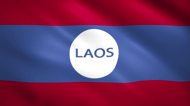 Flag of Laos with the name of the country — Stock Video