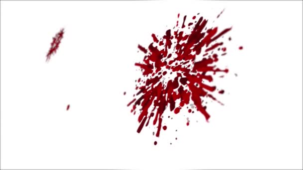 Кровь взрывается в замедленной съемке на белом фоне — стоковое видео