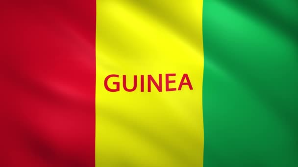 Guinea-Flagge mit dem Namen des Landes — Stockvideo