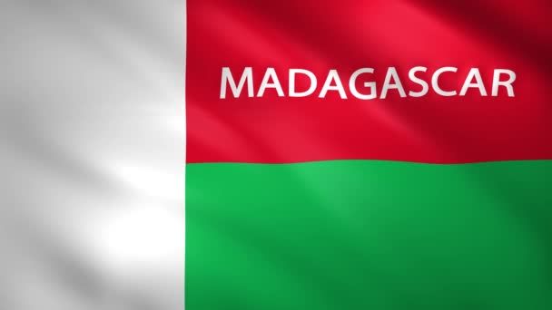 Madagascar flag with the name of the country — Stock Video