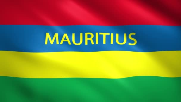 Флаг Маврикия с названием страны — стоковое видео