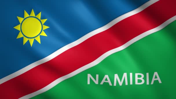 Namibia-Flagge mit dem Namen des Landes — Stockvideo