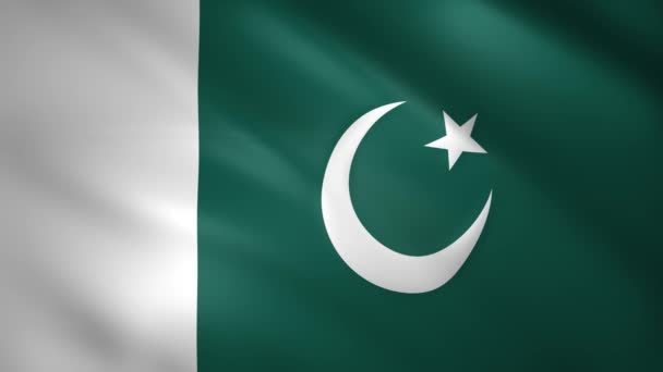Bandera de Pakistán se mueve ligeramente en el viento — Vídeo de stock