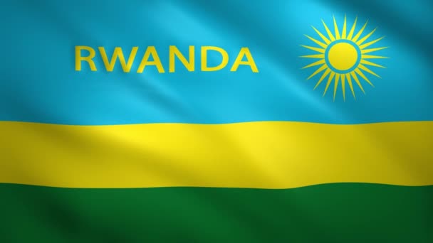 Rwanda flagga med landets namn — Stockvideo