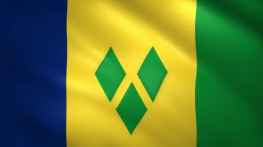 Saint Vincent ve Grenadines bayrağı rüzgarda savruluyor