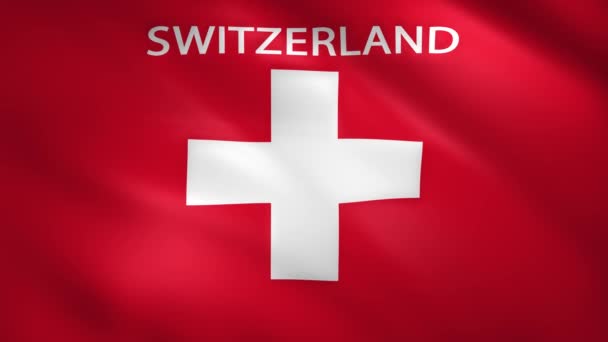 Suiza bandera con el nombre del país — Vídeos de Stock