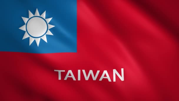 Taiwan vlag met de naam van het land — Stockvideo