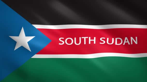 South Sudan flag with the name of the country — Stock Video