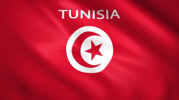 Tunisia flag with the name of the country — Stock Video