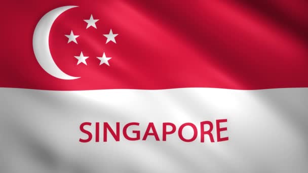 Singapur-Flagge mit dem Namen des Landes — Stockvideo
