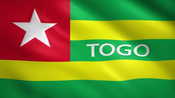 Togo-Flagge mit dem Namen des Landes — Stockvideo