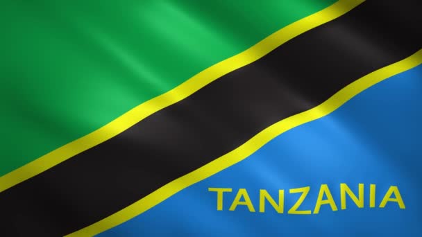 Tanzania flagga med landets namn — Stockvideo