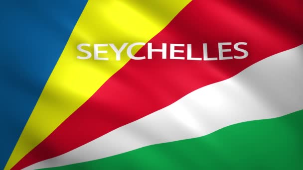 Сейшельский флаг с названием страны — стоковое видео