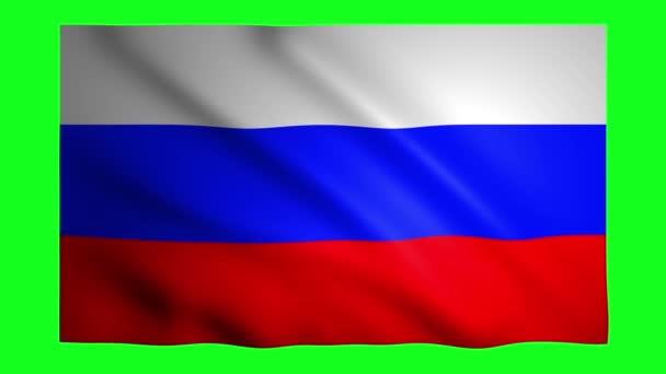 Флаг России на зеленом экране для хроматического ключа — стоковое видео