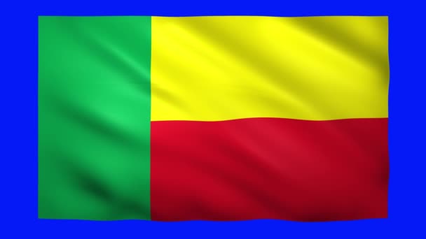 Bandera Benin en pantalla azul para croma key — Vídeos de Stock