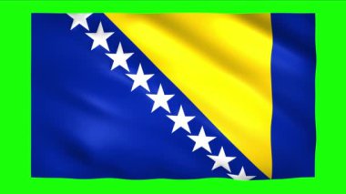 Bosna-Hersek bayrağı krom anahtar için yeşil ekranda