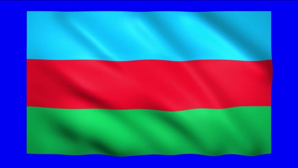 Азербайджанський прапор на синьому екрані для хроматичного ключа — стокове відео