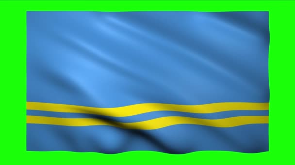 Bandera Aruba en pantalla verde para croma key — Vídeos de Stock