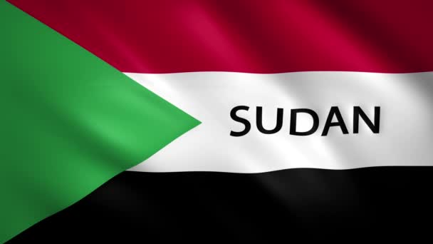 Sudan-Flagge mit dem Namen des Landes — Stockvideo