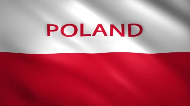 Bandera de Polonia con el nombre del país — Vídeos de Stock