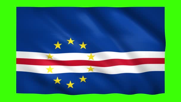 Флаг Кабо-Верде на зеленом экране для хроматического ключа — стоковое видео