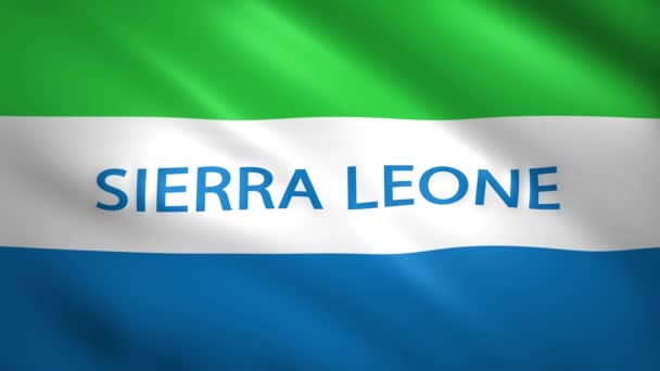 Прапор Сьєрра-Леоне з назвою країни. — стокове відео