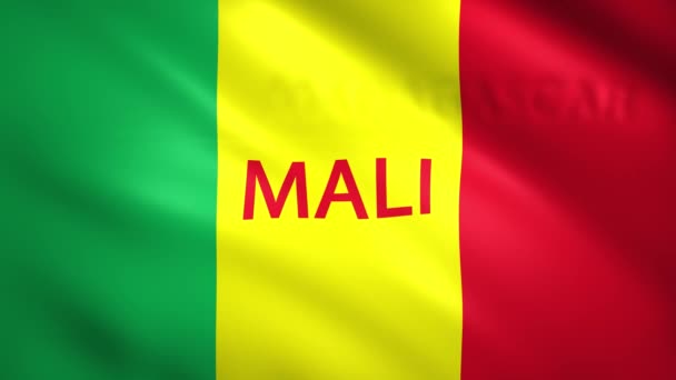 Bandeira do Mali com o nome do país — Vídeo de Stock