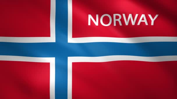 Norská vlajka s názvem země — Stock video