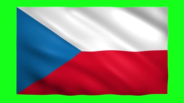 Vlajka České republiky na zelené obrazovce pro klíč chroma — Stock video