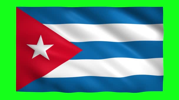 Кубинський прапор на зеленому екрані для хроматичного ключа — стокове відео