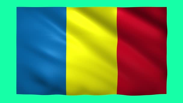 Прапор Чада на зеленому екрані для ключа хрома — стокове відео