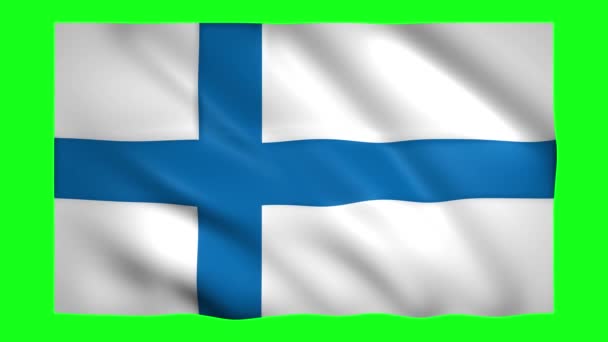 Флаг Финляндии на зеленом экране для хроматического ключа — стоковое видео