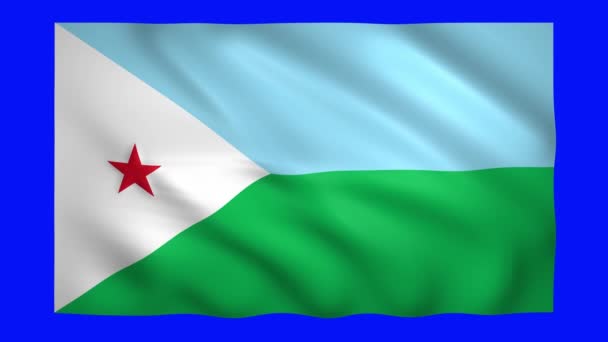 Drapeau de Djibouti sur écran vert pour clé chromatique — Video