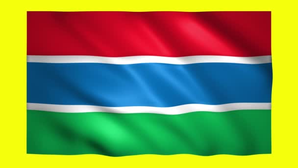 De Gambia vlag op groen scherm voor chroma sleutel — Stockvideo