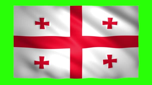 Gruzínská vlajka na zelené obrazovce pro klíč chroma — Stock video