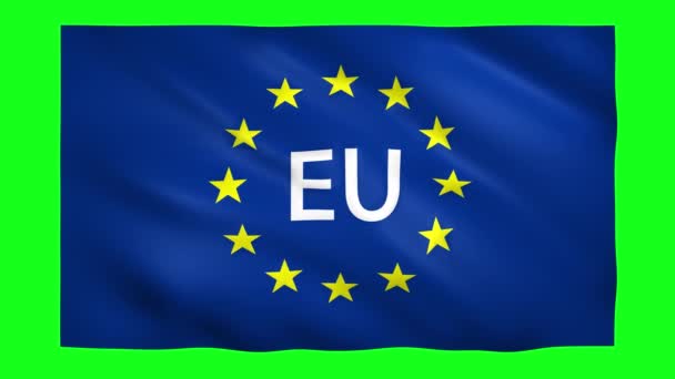 Bandeira da União Europeia na tela verde para a tecla chroma — Vídeo de Stock