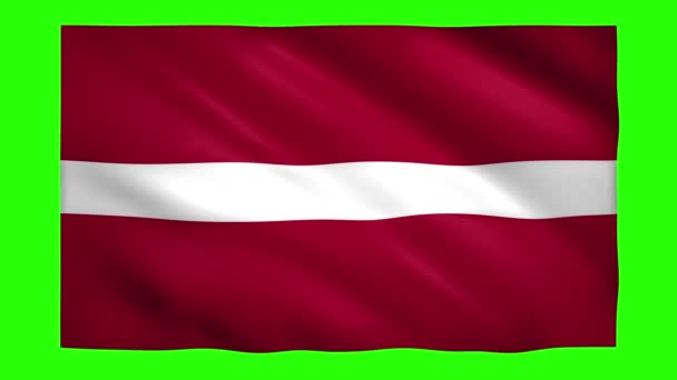 Bandera de Letonia en pantalla verde para croma key — Vídeos de Stock