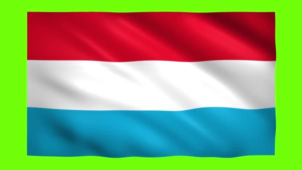 Σημαία Λουξεμβούργου στην πράσινη οθόνη για χρωματικό κλειδί — Αρχείο Βίντεο