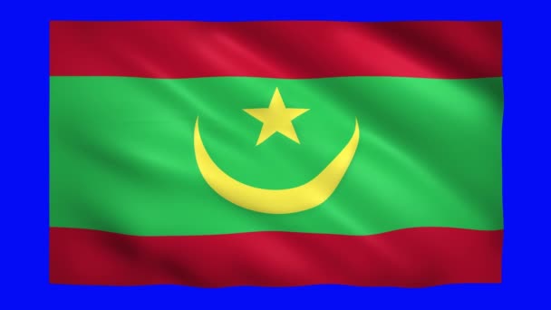 Mauritania flag on green screen for chroma key — Stock Video