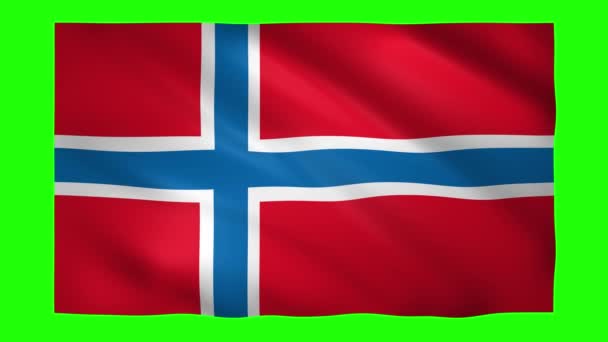 Bandera de Noruega en pantalla verde para croma key — Vídeo de stock