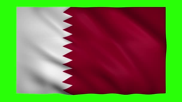 Qatar flagga på grön skärm för chroma nyckel — Stockvideo