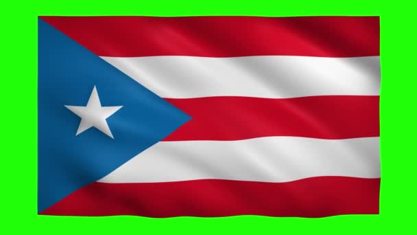 Bandera de Puerto Rico en pantalla verde para croma key — Vídeos de Stock