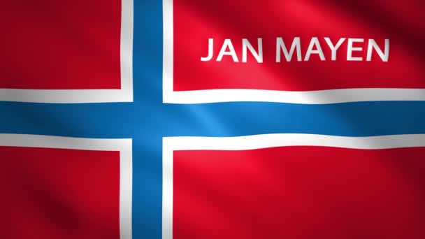 Jan Mayen flagga med landets namn — Stockvideo