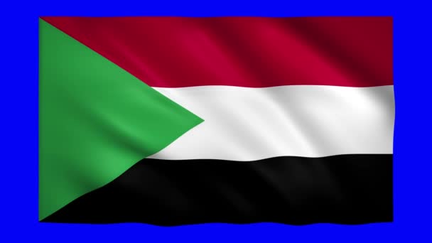 Σημαία Σουδάν στην πράσινη οθόνη για το πλήκτρο chroma — Αρχείο Βίντεο