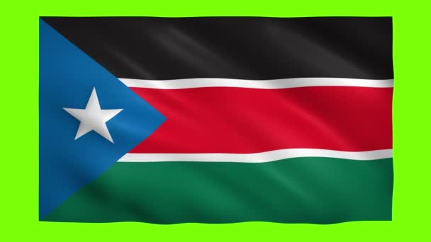 South Sudan flag on green screen for chroma key — Stock Video