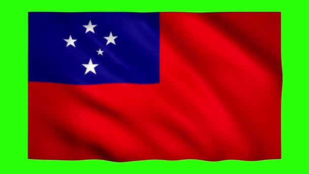 Σημαία Σαμόα σε πράσινη οθόνη για χρωματικό κλειδί — Αρχείο Βίντεο
