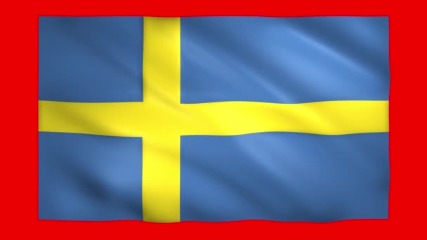 Sverige flagga på grön skärm för kromnyckel — Stockvideo