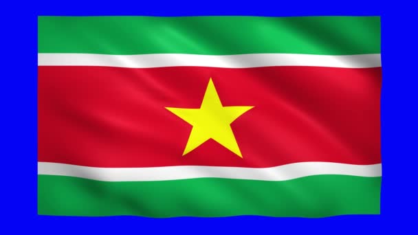 Suriname vlag op groen scherm voor chroma sleutel — Stockvideo
