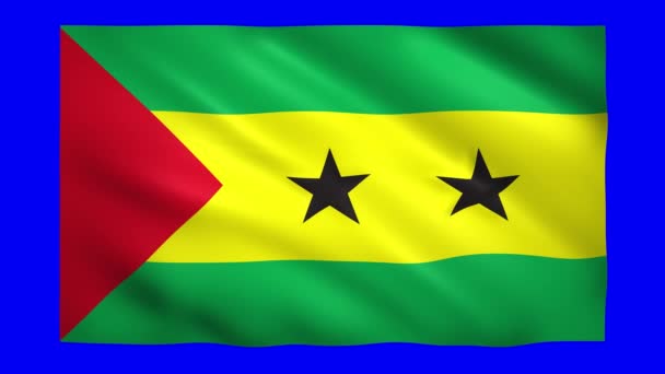 Bandeira de São Tomás e Príncipe na tela verde para a tecla chroma — Vídeo de Stock